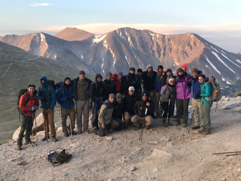 RMH Trek group at dawn near Mount Antero